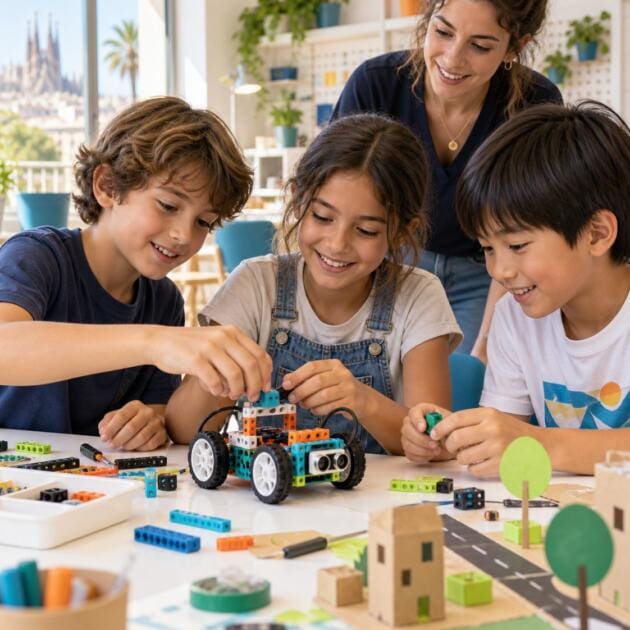 Imagen ilustrativa de un taller infantil de construccion y robotica